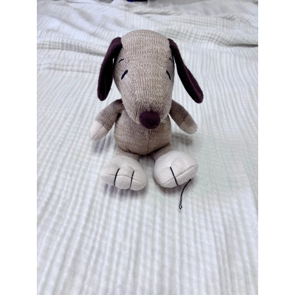 Baby Hallmark Stuffed Animal Snoopy Dog One Size Beige Brown Knit